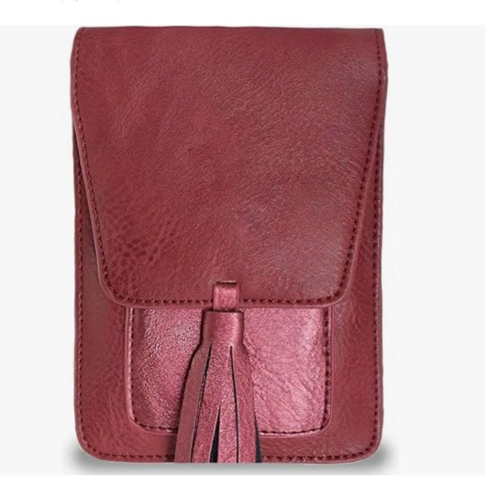 Elegant crimson red Leather Crossbody with Tassel